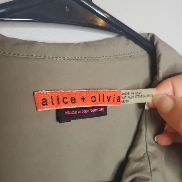 Alice & Olivia Olive Green Utility Jacket Women's XS Military Pockets Buttons - Picture 4 of 16